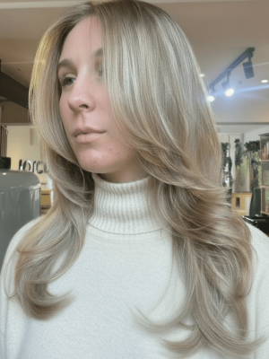 highlights and blow dry